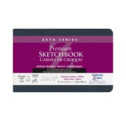 Zeta Series, Skizzenbuch mit flexiblem Einband, Fadenbindung, 26 Blatt 14x8,9cm 270g - Weiß