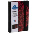 Marmor Notizbuch 170x110, 192 linierte Seiten - Rot