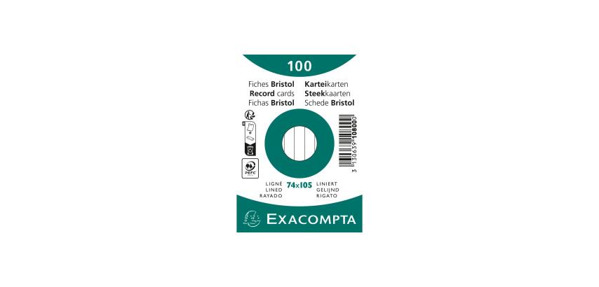 Pk100 Exa Rec Card 7.4x10.5cm Lined Wht - White