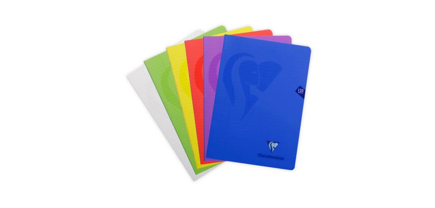Cahier piqué Mimesys A4 120 pages ligné + marge couverture polypropylène Couleur aléatoire - Assortis