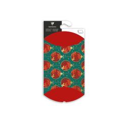 Pochette cadeau, 16x22cm, Boules de Noël - Rouge/vert