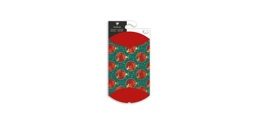Pochette cadeau, 16x22cm, Boules de Noël - Rouge/vert