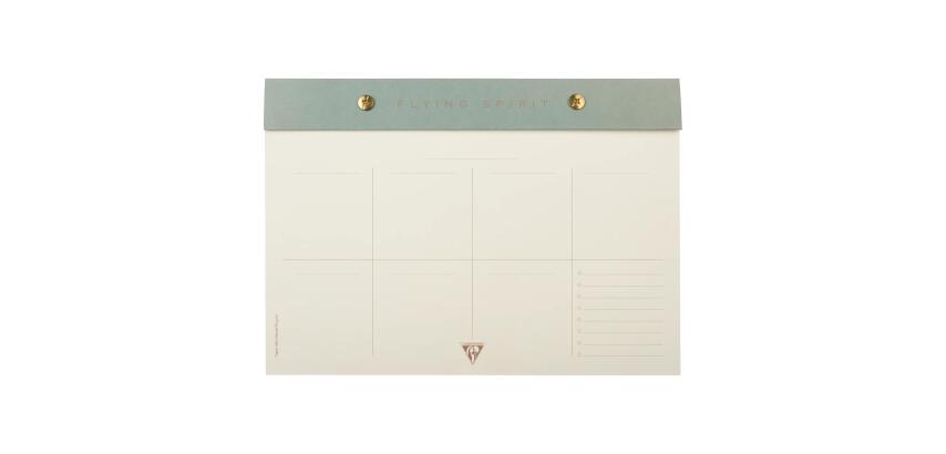Flying Spirit Green bloc planner à rivets 24x17cm 60 feuillets imprimés détachables. - Vert de gris