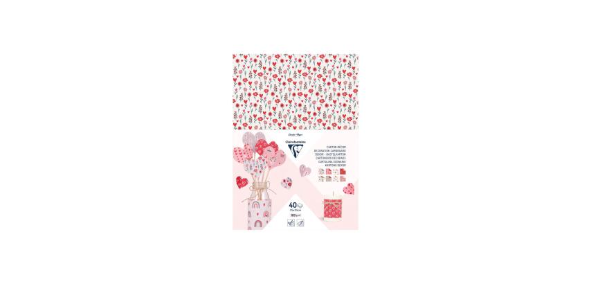 CARTON DECOR, Pak van 40 vellen 160g/m2 in formaat 25x35cm - Liefde - Veelkleurig