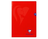 Cahier piqué Mimesys A4 48 pages grands carreaux couverture polypropylène - Rouge