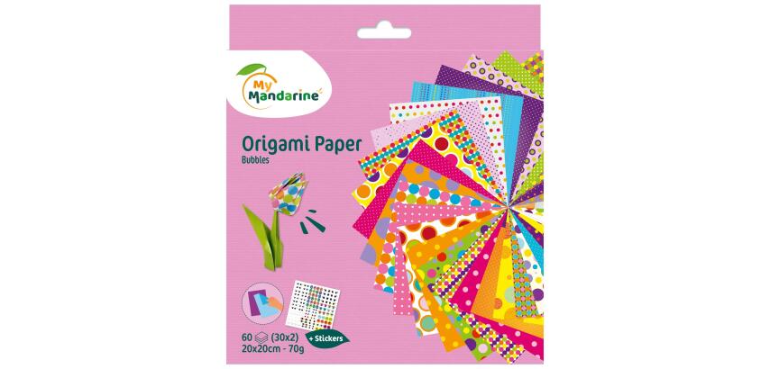 Origami Paper Bubbles, 20 x 20 cm, 60F, 70g - Multicolore