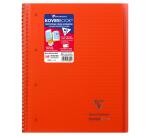 Koverbook Spiralblock A4+, 80 Blatt 90g, liniert mit Rand, abtrennbar, 4-fach gelocht, Einband aus transparentem Polypropylen - Rot