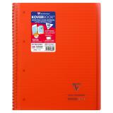 Cahier reliure intégrale enveloppante Koverbook A4+ 160 pages ligné + marge détachables perforé 4 trous couverture polypropylène transparent - Rouge