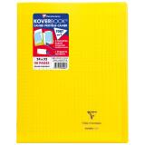 Cahier piqué Koverbook 24x32cm 48 pages grands carreaux couverture polypropylène transparent - Jaune