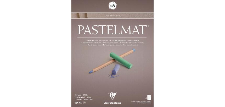 Pastelmat blok gelijmd 12 bladen 18x24 cm 360 g n°8