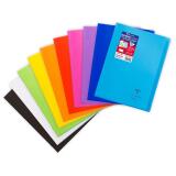 Cahier piqué Koverbook A4 96 pages petits carreaux + marge couverture polypropylène transparent - Assortis