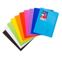 Cahier piqué Koverbook A4 96 pages petits carreaux + marge couverture polypropylène transparent - Assortis