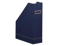 Rhodiarama porte-revues simili cuir italien 10x25x31 cm - Bleu nuit