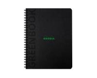 Greenbook cahier recyclé et recyclable en carte souple 350 g/m2 - A5+ 16 x 21 cm 160 pages 5/5 perforation 6 trous - Papier Clairefontaine recyclé 90 g/m2 - Noir - New - Noir