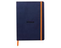 Rhodiarama carnet souple A5 160 pages ligné papier ivoire 90g fermeture élastique - Bleu nuit