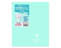 Cahier piqué Koverbook Blush 17x22cm 96 pages grands carreaux couverture polypropylène opaque bicolore - Menthe à l'eau/Rose poudré