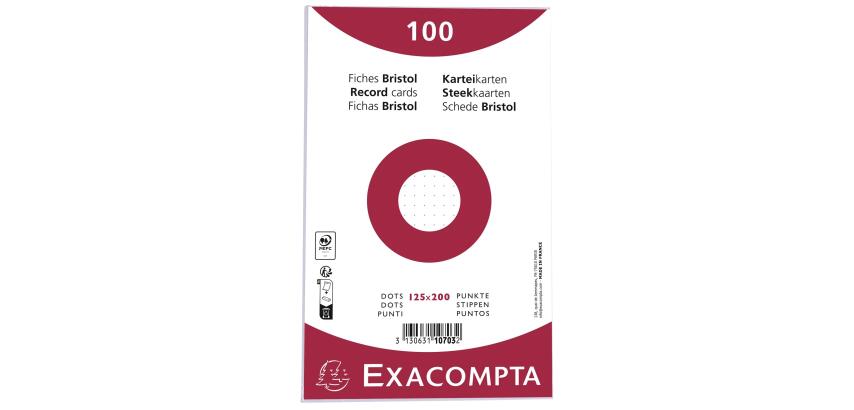 Pk100 record cards 125x200 dots white - White