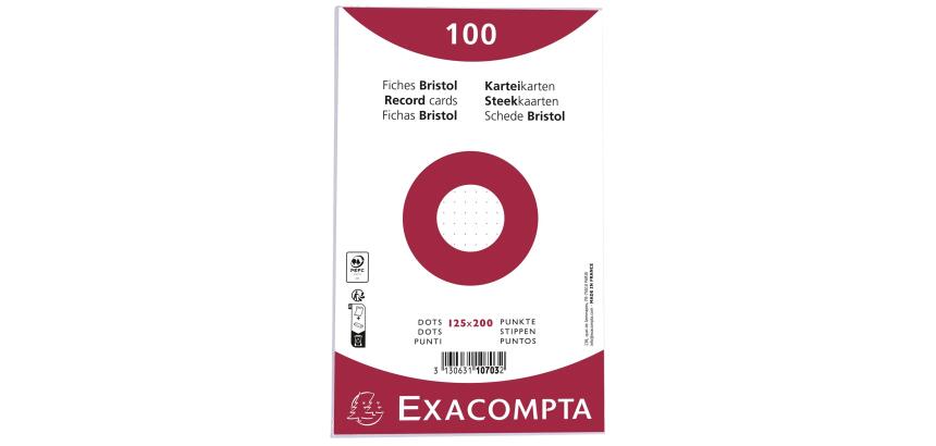 Pk100 record cards 125x200 dots white - White