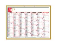 Calendrier Tricolore Neutre 55 x 40,5 cm Semestriel 2027 - rouge, noir et or