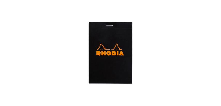 Bloc agrafé Rhodia N°12 8,5x12 cm 80 feuillets petits carreaux 5x5 80g - Noir