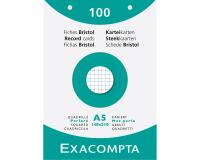Estuche Exacompta de 100 fichas Exacompta cartulina bristol - blanco cuadricula 5/5 sin taladros 148x210mm - Blanco