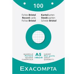 Estuche Exacompta de 100 fichas Exacompta cartulina bristol - blanco cuadricula 5/5 sin taladros 148x210mm - Blanco