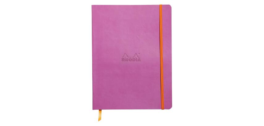 Rhodiarama carnet souple 19x25 cm 160 pages ligné papier ivoire 90g fermeture élastique - Lilas