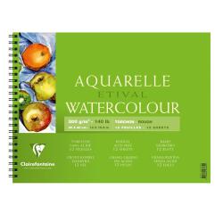 Etival Aquarellpapier Torchon, Block mit Doppelspirale, 12 Blatt 300g, 30x40 cm