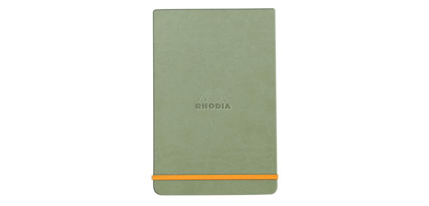Rhodiarama Webnotepad rembordé rigide 9x14 cm 192 pages ligné microperforé papier ivoire 90g fermeture élastique - Céladon