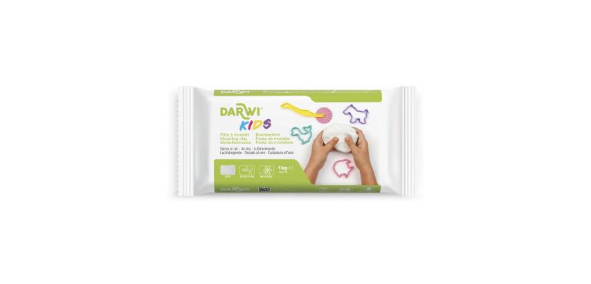 DARWI Pain de 1 kg de pâte auto-durcissante KIDS blanche - Blanc