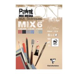 PaintON MIX6 bloc collé 24F A6 250g assorti 6x4F