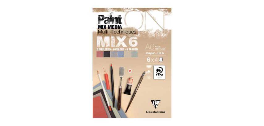 PaintON MIX6 bloc collé 24F A6 250g assorti 6x4F