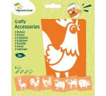Set de 6 pochoirs enfants, Animaux de la ferme - Orange