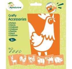 Set de 6 pochoirs enfants, Animaux de la ferme - Orange