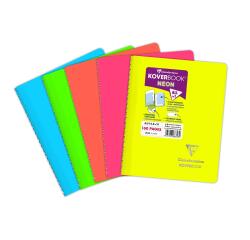 Carnet reliure intégrale enveloppante Koverbook Neon A5 160 pages ligné couverture polypropylène opaque - Assortis