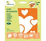 Set de 6 pochoirs enfants, Coeurs - Orange