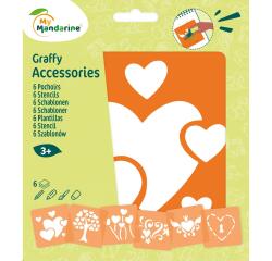 Set de 6 pochoirs enfants, Coeurs - Orange