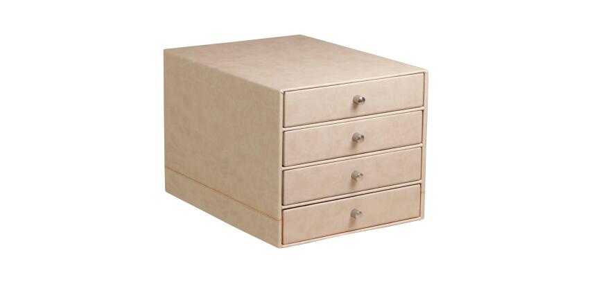 Rhodiarama trieur 4 tiroirs simili cuir italien 24,8x32,7x22,8 cm - Beige