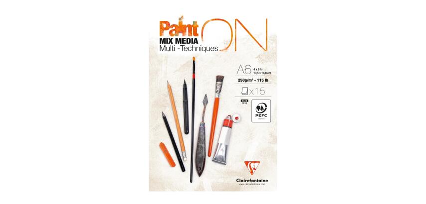 Bloc Paint'On encollé A6 15 feuilles 250g