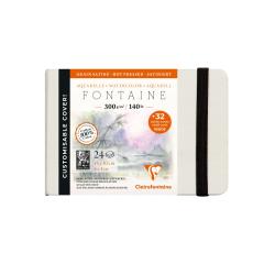 Fontaine Aquarelle carnet cousu 24F 10x15cm 300g grain satiné (cartes de visite) - Blanc
