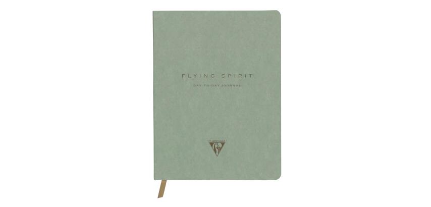 Flying Spirit, Green, DaytoDay journal 19x25 cm, 192 pages, dot, pochette à soufflet au dos, marquepage, fermeture élastique, ass. - Vert de gris
