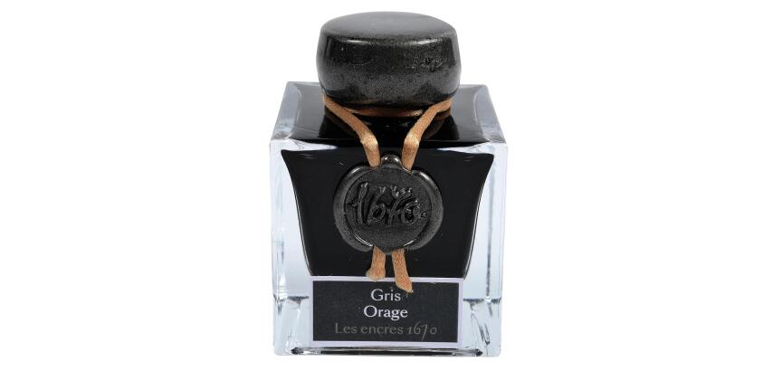 Encre 1670 à paillettes dorées 50ml - Gris orage