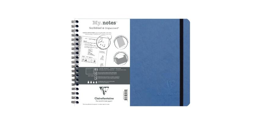 My.Notes Age Bag cahier reliure intégrale à marges détachables B5 paysage 120 pages détachables DOT + cadre en-tête - Bleu