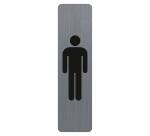 Sign adhesive aluminium effect Men 16.5 x 4.4 cm - Grey