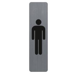 Sign adhesive aluminium effect Men 16.5 x 4.4 cm - Grey