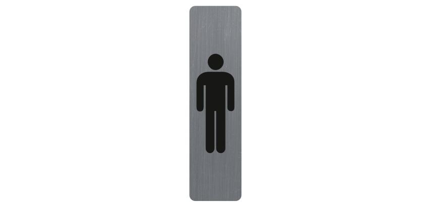 Sign adhesive aluminium effect Men 16.5 x 4.4 cm - Grey