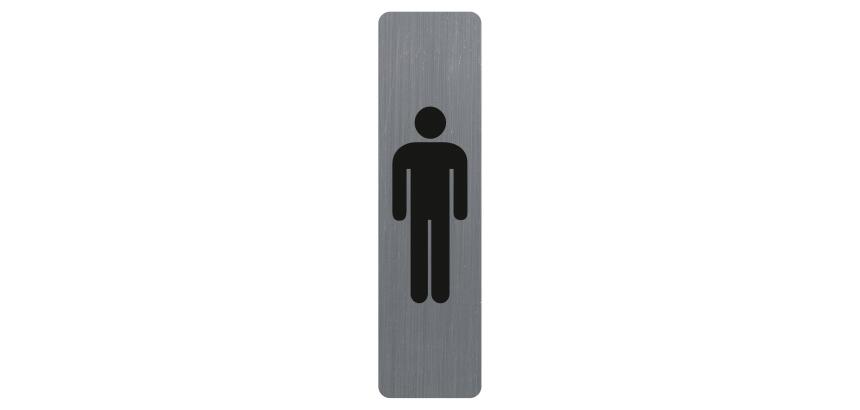 Plaque adhésive imitation aluminium Homme 16,5X4,4 cm - Gris