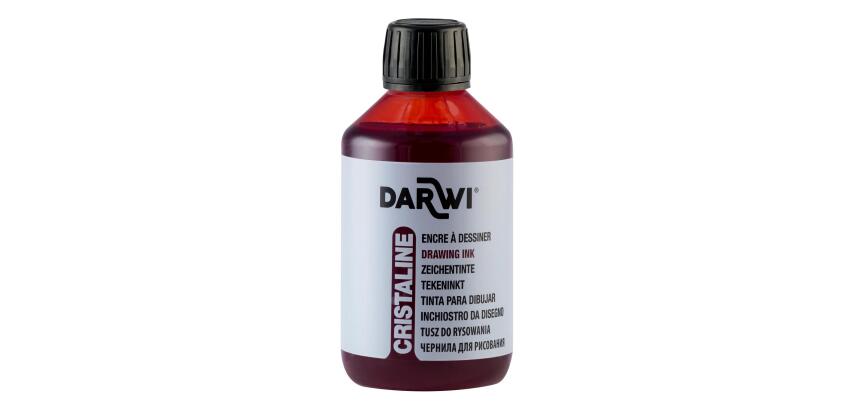 DARWI Zeichentinte, Flasche 250ml, Zinnoberrot - Zinnober