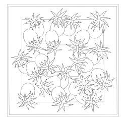 Carré 100% soie - 90x90cm Ananas - Blanc