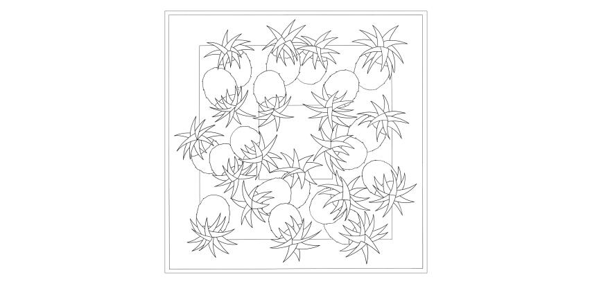 Square 100% silk - 90x90cm Pineapple - White